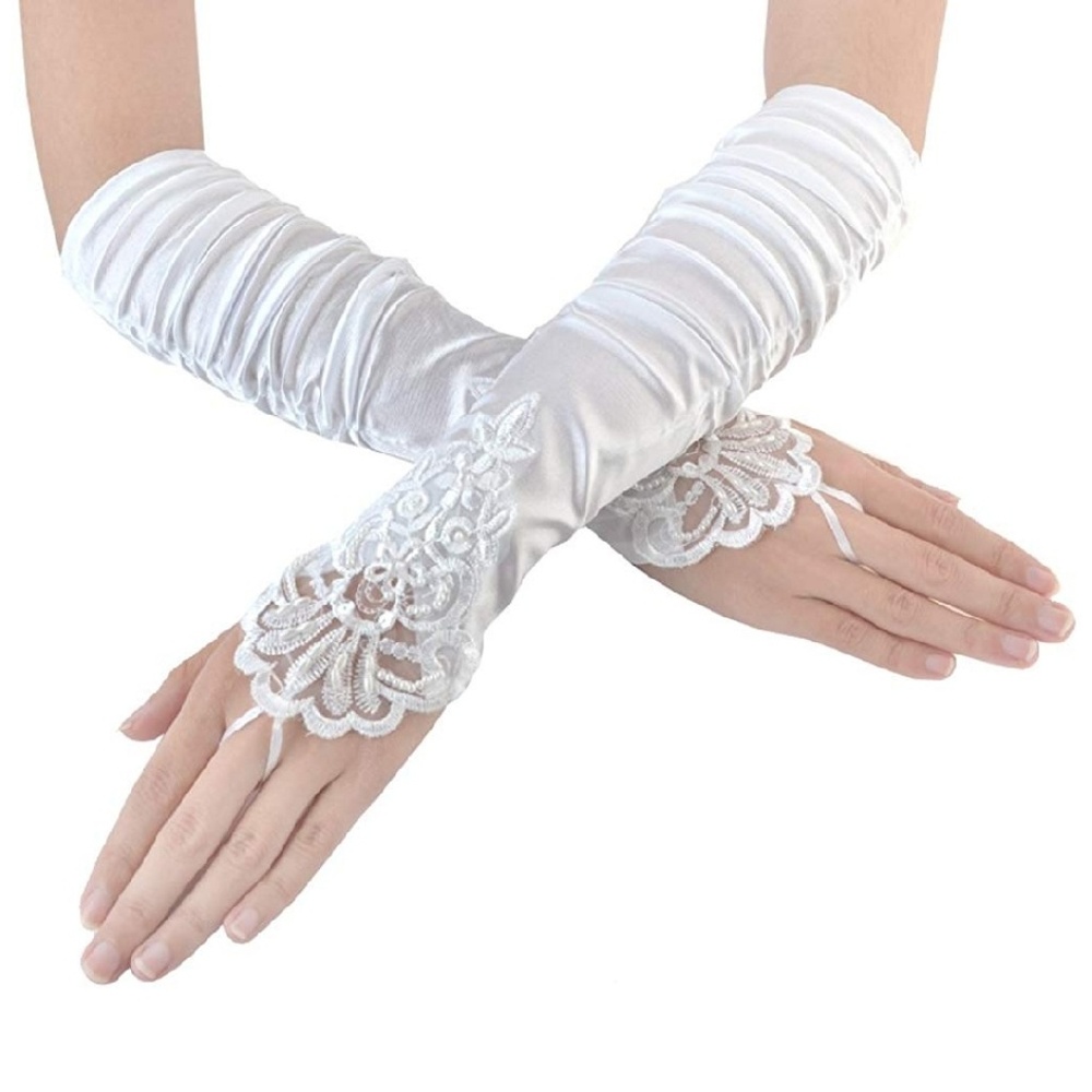 NWT Fingerless Gathered Beaded Sequin Gloves - Picture 1 of 8